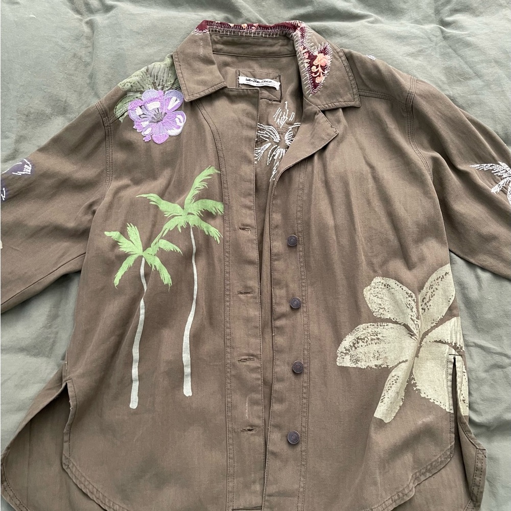 Free People embroidered button up size small